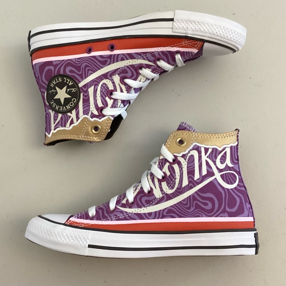 Converse 7 New Willy Wonka Chuck Taylor All Star High Purple Swirl Sneakers - Picture 12 of 15